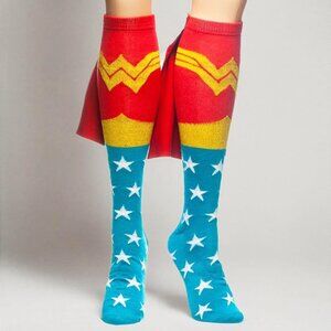 NWT/NEW Bioworld DC Comics Wonder Woman Costume Knee High Socks w/Cape Retired